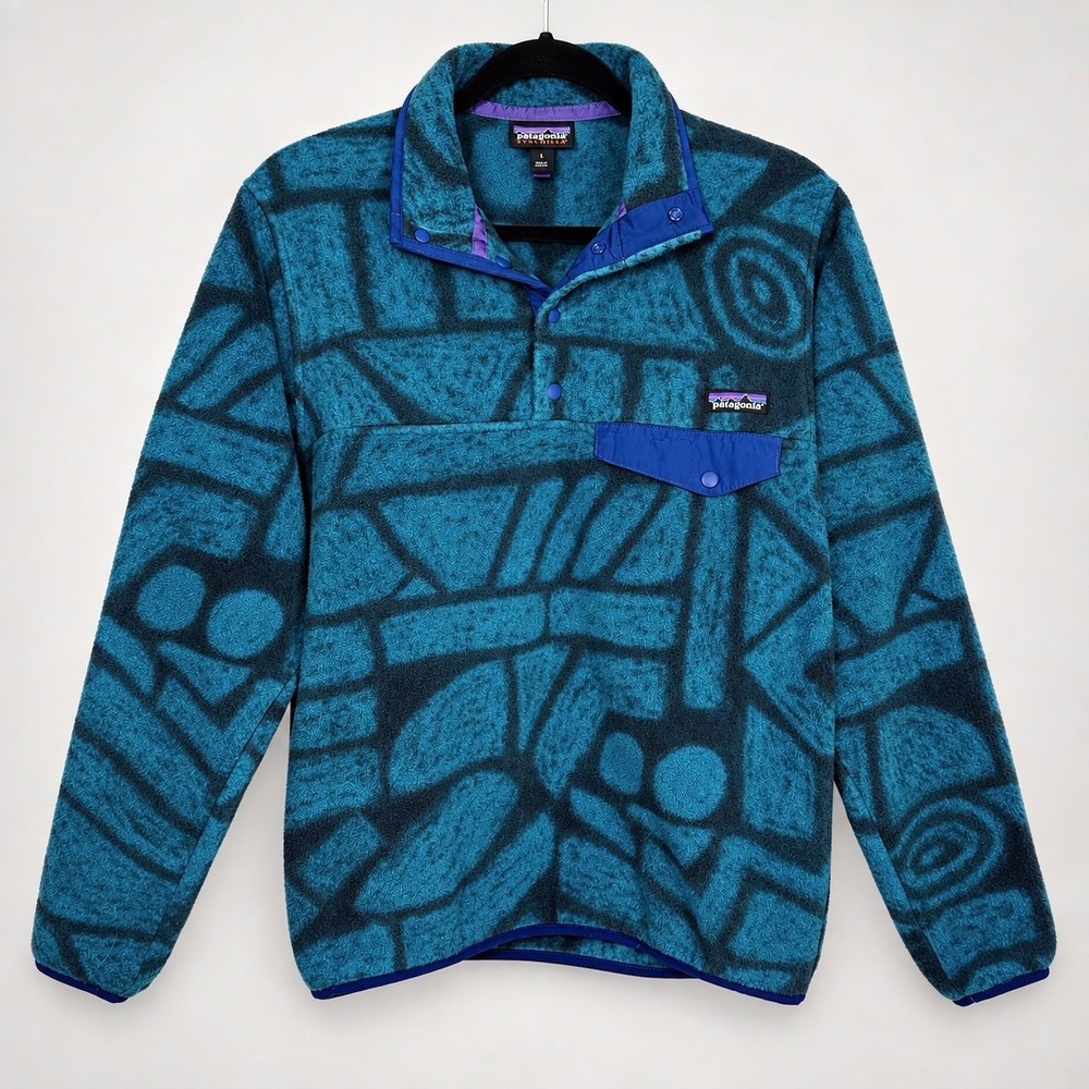 Patagonia Synchilla Snap-T Fleece Mens S Aztec Stone Blue Jacket Outdoor 25580